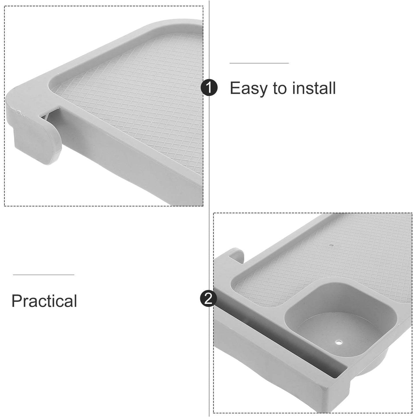 Tineasur Light Grey Plastic Cup Holder for Beach Chair Accessories 1Pack