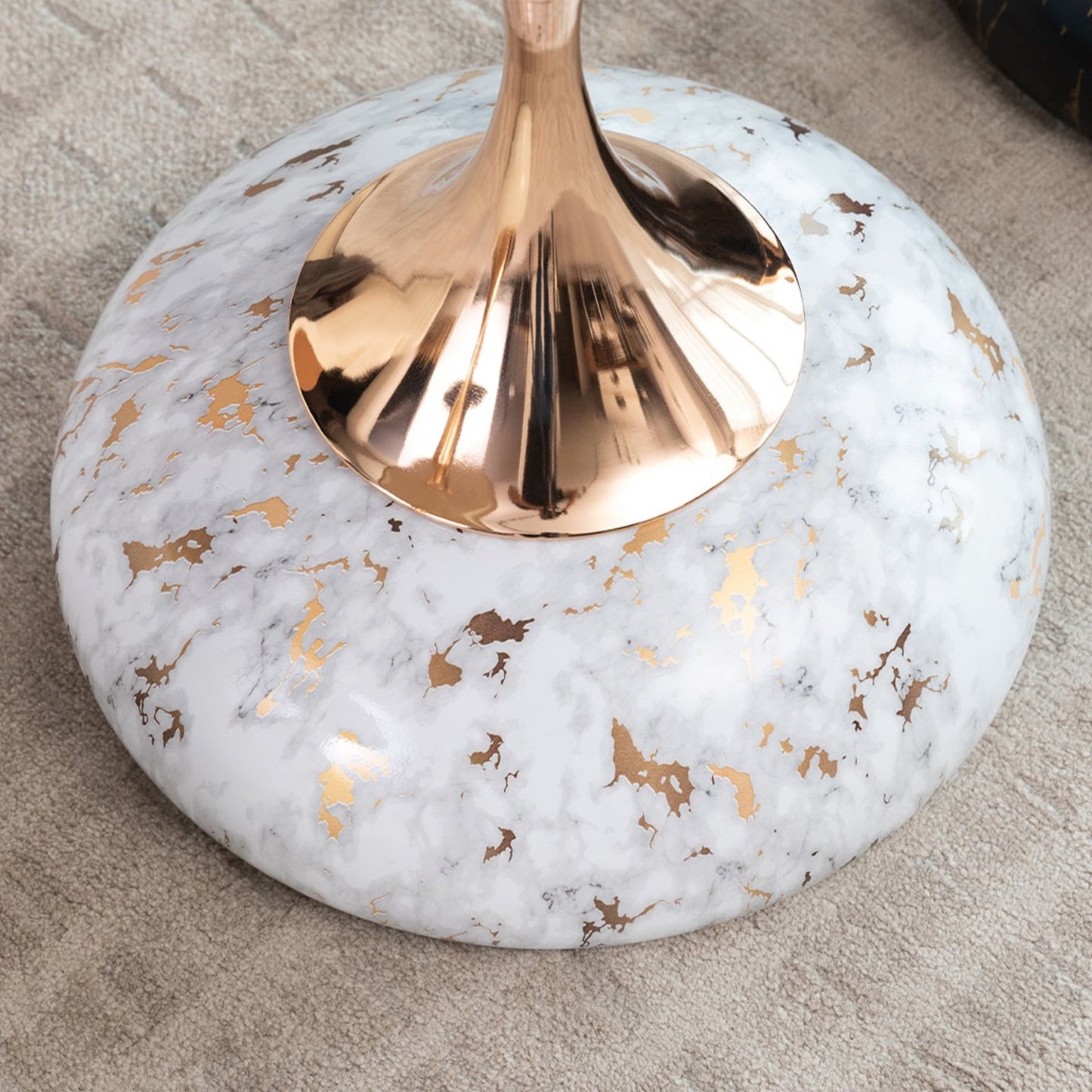 Modern Round Accent Table for Small Spaces - 21.3" Cream Pedestal Side Table with Tray Top, Perfect Minimalist End Table for Living Room, Bedroom, Sofa, White Marble