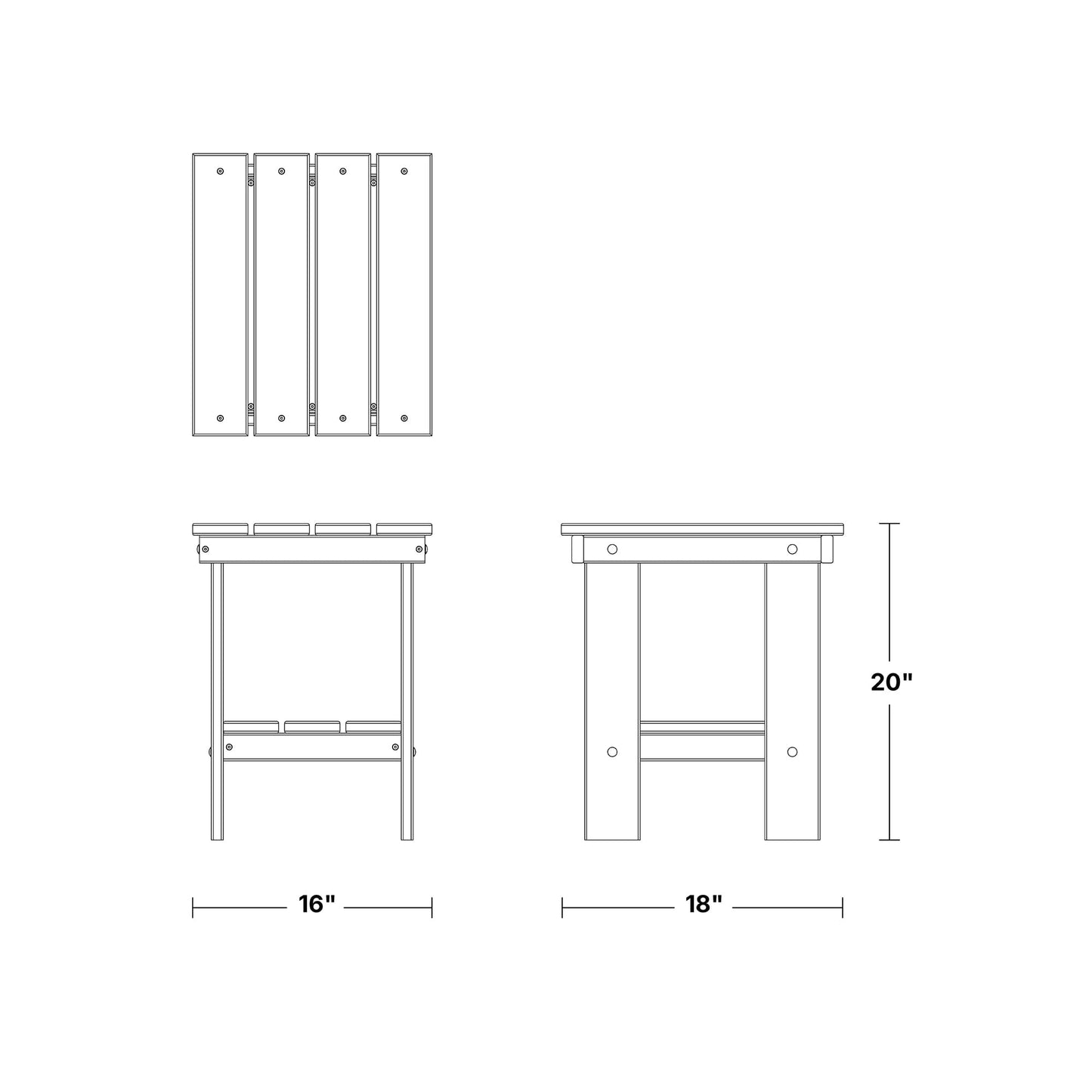 Wildridge Freedom Side Table, Light Gray - Outdoor Weather Resistant Recycled Plastic Furniture for Patio