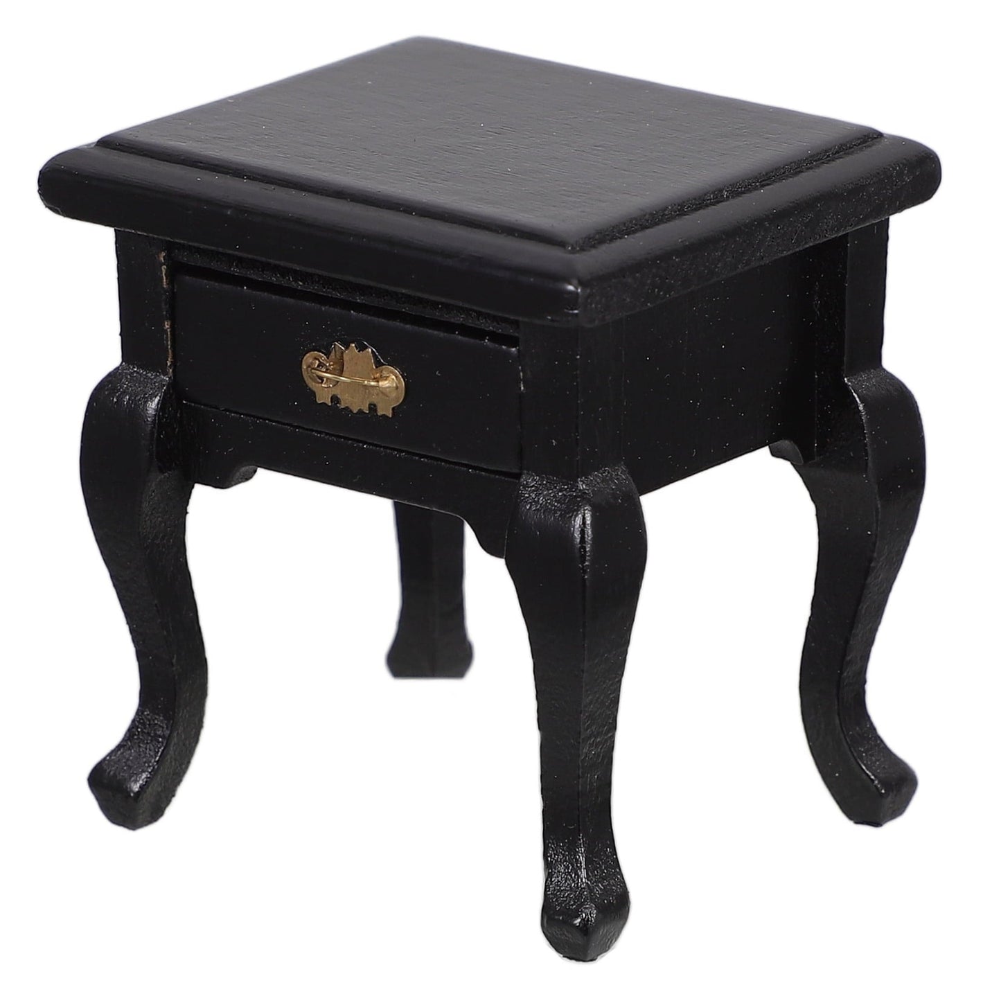 Raindrops 1Pcs Mini Dollhouse Furniture Miniature End Table Black Wood With Storage For Dollhouse Enthusiasts
