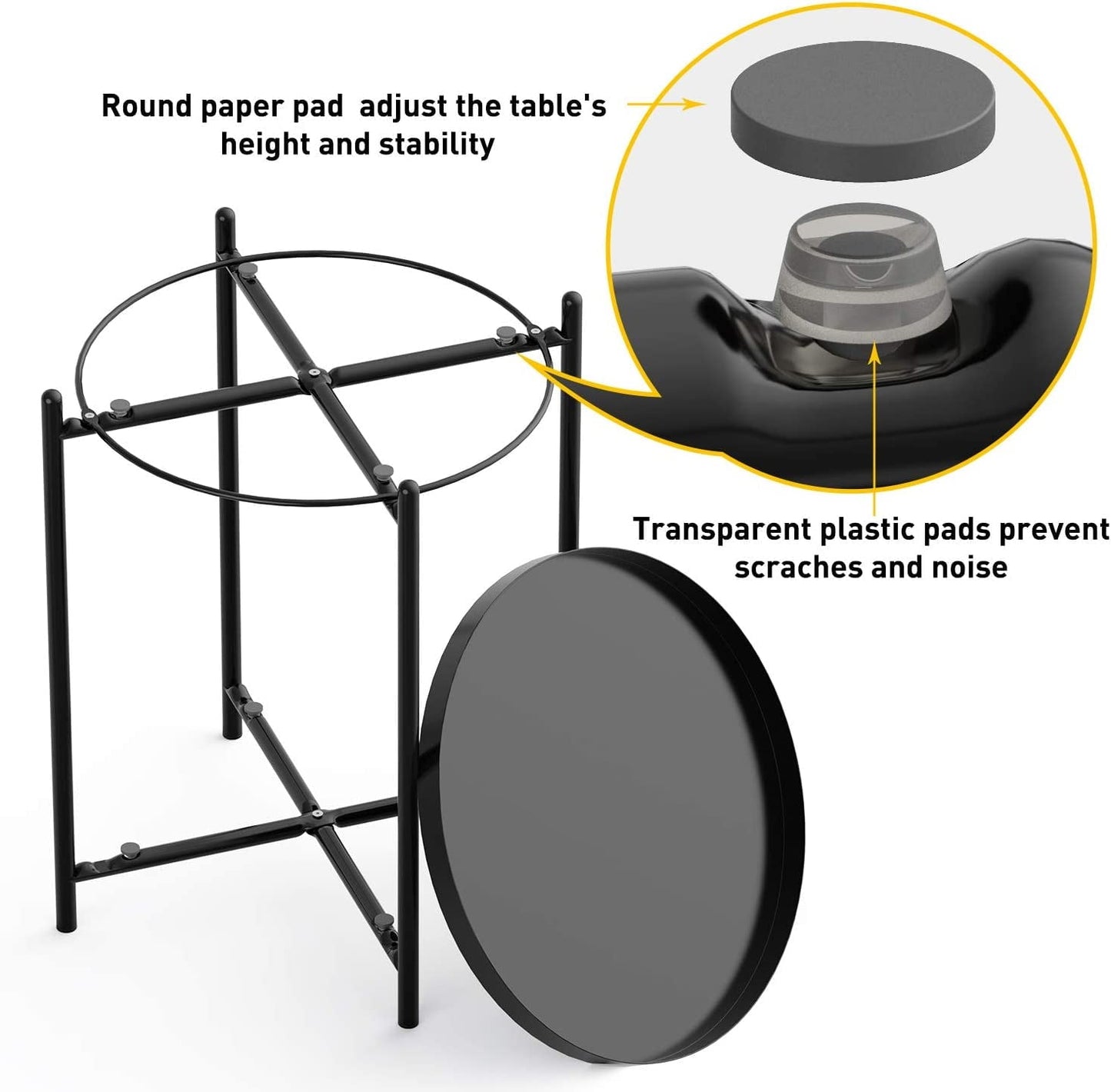 Yesker Side Table, End Table Metal Small Table Indoor Outdoor & Snack Bedside Table Sofa Side Snack Table Accent Coffee Table Living Room Bedroom Balcony 2 Layer