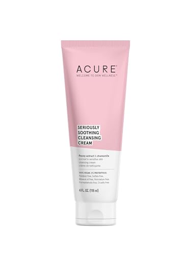 Acure Seriously Soothing Cleansing Cream | 100% Vegan | For Dry To Sensitive Skin | Peony Extract & Chamomille - Soothes , Hydra