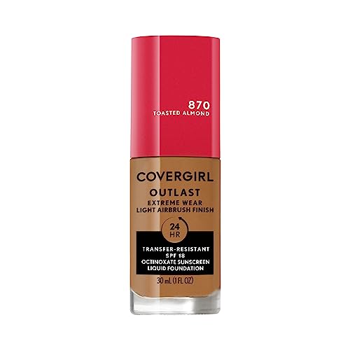 Covergirl Outlast Extreme Wear 3-In-1 Full Coverage Liquid Foundation, Spf 18 Sunscreen, Toasted Almond, 1 Fl. Oz.
