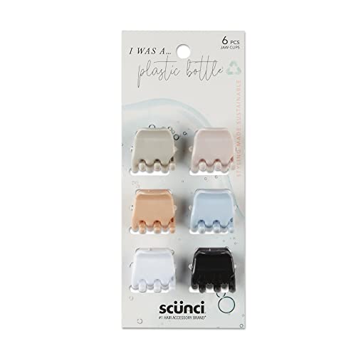 Scunci I Was A Plastic Bottle Hair Claw Clips, Assorted Colors, 6-Pieces