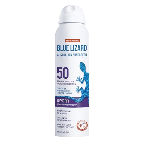 Blue Lizard Sport Mineral Sunscreen Spray Spf 50+, Dermatologist-Recommended Brand, Broad-Spectrum Uva/Uvb Protection, Water-Res