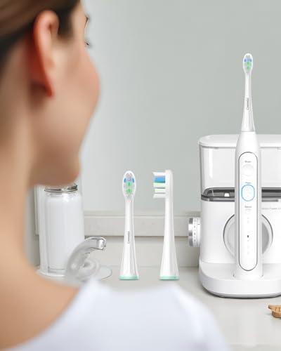 Replacement Heads Compatible with Waterpik Sonic Fusion 2.0, Flossing Brush Head Fit for Waterpik SF-01W SF-02W and 2.0 SF-03 SF-04-8 Pack White