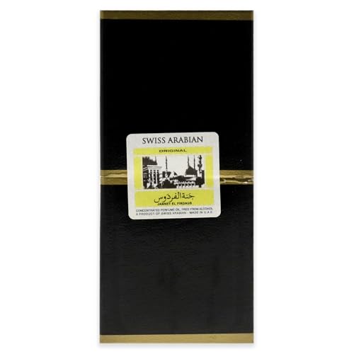 Swiss Arabian Jannet EL Firdaus Black - Luxury Products From Dubai - Long Lasting Perfume Oil for Unisex - Blend of Apricot, Orris, Vanilla and Musk - Perfect for Date Night or Evening Out - 0.3 oz