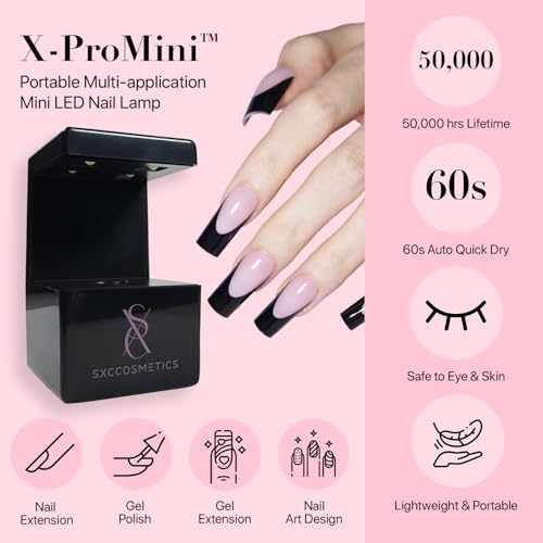 SXC Cosmetics X-Pro Tips French Tip Press on Nails – Medium Square French Black Edition (BLACK117KIT-M Square)