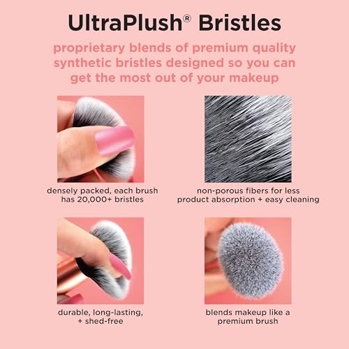 Real Techniques 4 Piece Face Base Makeup Brush Set, For Concealer, Foundation, Contour, & Setting Powder, Makeup Brushes For Blending & Buffing, & Sculpting, Travel Friendly, Gift Set, Cruelty-Free
