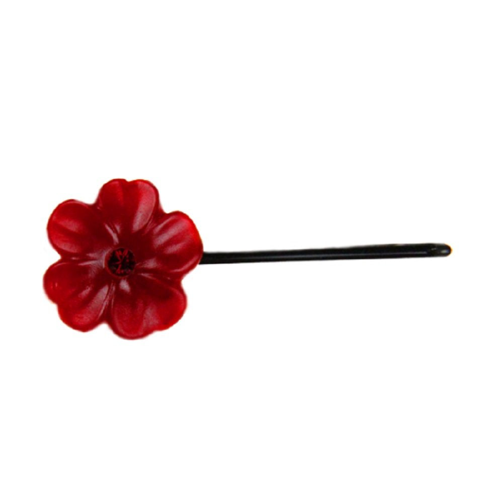 Di Prima Milky Flower Bobby Pin, Red