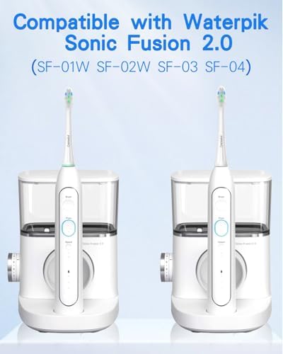 Replacement Heads Compatible with Waterpik Sonic Fusion 2.0, Flossing Brush Head Fit for Waterpik SF-01W SF-02W and 2.0 SF-03 SF-04-8 Pack White