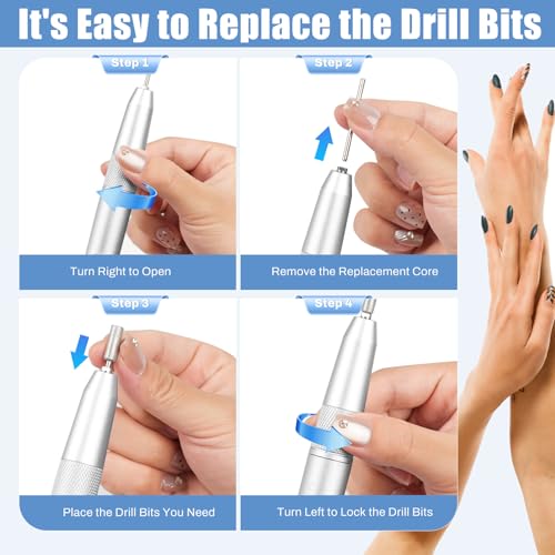 Electric Nail Drill Professional 50000RPM, 2025 Pro Fast Removal Electric Nail File for Acrylic Gel Nails, 6000mAh Rechargeable Nail Drill Machine, Efile Kit with 12pcs Bits for Manicure Salon Home