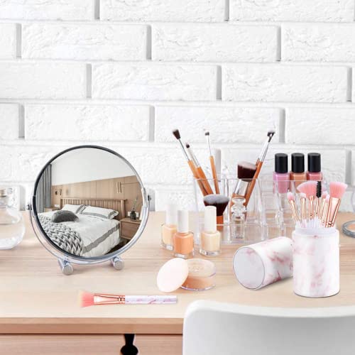 Makeup Brushes Set DUAIU 16PCS Marble Make up Brushes Foundation Eyeshadow Concealer Eyebrow Blush Face Mask Brush Set With Gift Box Make Up Tool(Pink)