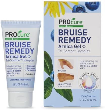 PROcure Remedy Gel with Arnica, Helps Improve the Appearance of Bruises & Spider Veins on the Foot and Ankle, Unscented & Paraben Free with Soft Touch Applicator, 2 Fl Oz