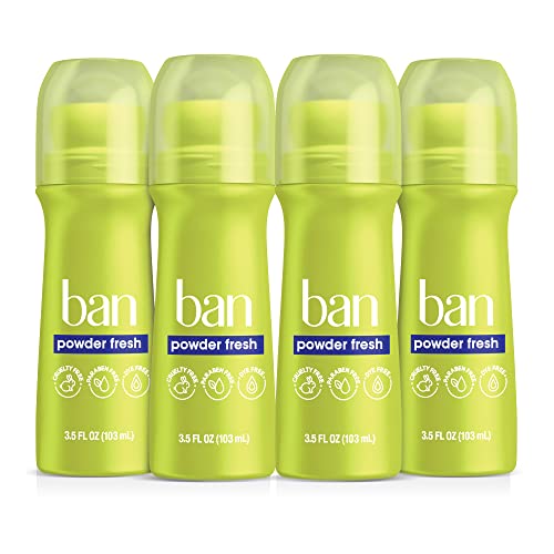 Ban Powder Fresh 24-Hour Invisible Antiperspirant, Roll-On Deodorant For Women And Men, Underarm Wetness Protection, With Odor-F