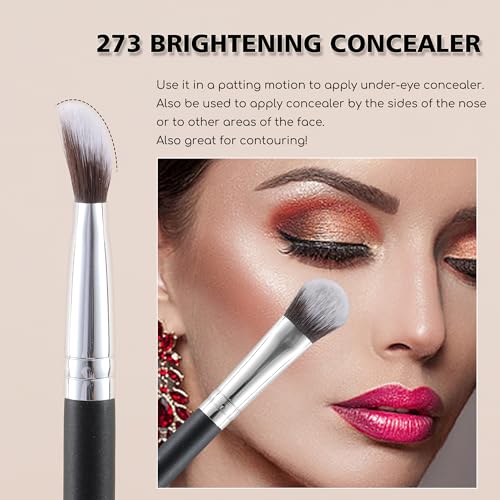 Makeup Brush Set 4PCS Professional Makeup Brushes for Foundation, Blush, Eyeshadow & Under Eye Concealer Blending – Portable Cosmetic Kit with BlackTravel Case for Daily Touchups