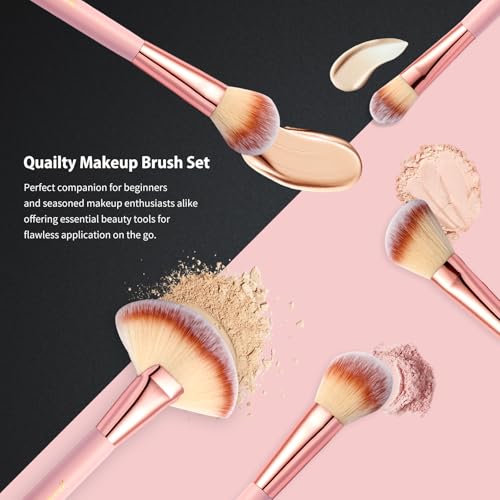 Makeup Brushes, Quality Make Up Brushes 28Pcs Makeup Brushes Set Professional & Beginner Make-up Sets & Case, Brushes & Sponges,Travel-Friendly Roll-up Beauty Gift Sets for Women, PINK