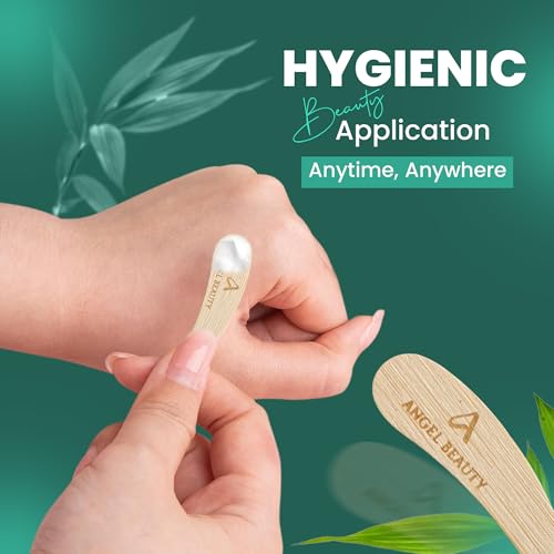 Bamboo 50-pack Cosmetic Facial Makeup Spoon Spatula Mini Makeup Spatula, Biodegradable Compostable Cosmetic Cream Spatulas Spoon, Skincare Scoop Applicator Facial Massage Beauty Tools BPA FREE