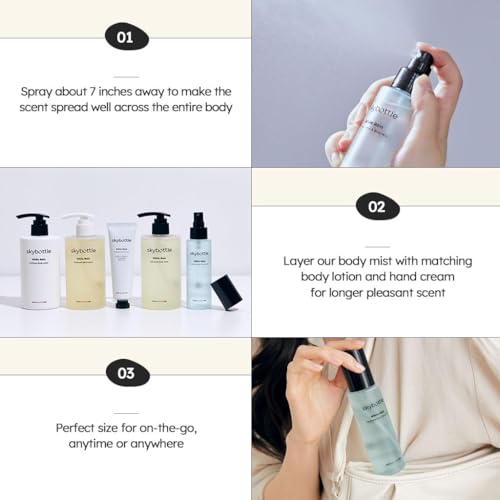 skybottle Hair & Body Mist, Lasting Fragrance with Bergamot, White Rose Scent, Travel Size Perfume and Body Spray, Hygiene Essentials for Women, 3.4 Fl. Oz