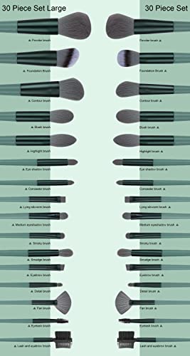 Makeup Brushes 30 Pcs Makeup Kit,Foundation Brush Eyeshadow Brush Make up Brushes Set (Green, 30 Piece Set Large)