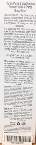 VITAMINS hair cosmetics Keratin Purple Toning Shampoo - Violet Blue Brassiness Toner for Bleached Icy Blonde Platinum Silver White Grey Ash Gray or Colored Dry Damaged Brassy Hair
