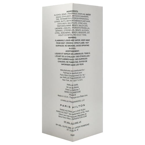 Paris Hilton Love Rush Eau de Parfum Spray Perfume for Women | Floral Fragrance | Notes of Italian Bergamot, Gardenia, Sandalwood and Vanilla | Intimate and Beautiful Long-Lasting Scent | 3.4 Fl Oz