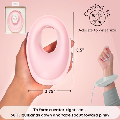 LiquiBands Face Washing Wristbands – No More Wet Sleeves - Silicone Spa Bands to Catch Water Drips – Travel Accessory, Esthetician Essential, & Teen Gift for Skincare Routine (Blush Pink, 1 Pair)