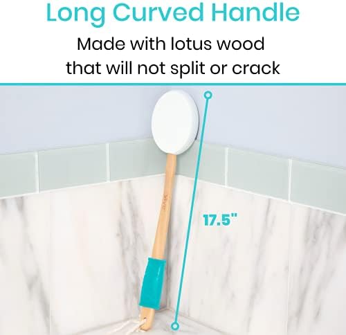Vive Lotion Applicator for Back, Feet (17.5") - Self Washer Beauty Shower Sponge, Long Handle Cream Wand for Elderly, Women - Apply Medicine, Skin Cream, Body Wash, Sunscreen -Easy to Clean