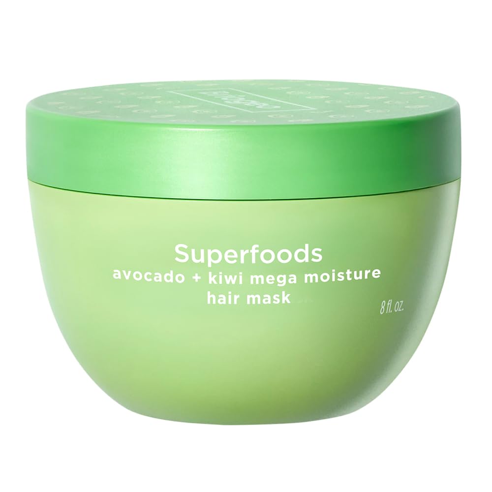Briogeo Superfoods Avocado + Kiwi Mega Moisture Mask, Protein-Free, Deep Hydration, Enhance Shine, Vegan, Phalate & Paraben-Free