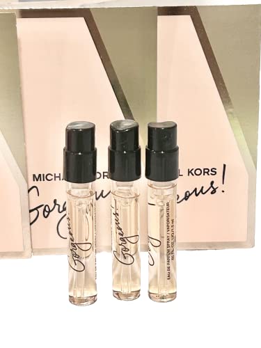 Michael Kors Gorgeous Sample Perfume Spray Vial EDP Eau De Parfume Women 1.5 ml / 0.05 oz - set of 3