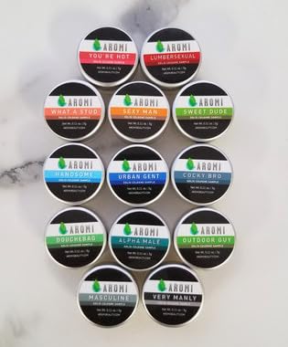 Aromi Men's Solid Cologne Sampler Set with 13 Fragrances | Long Lasting Vegan Fragrance for Day, Night, Wax Perfume, Unique Gift, Travel Sized (13 solid cologne samples)