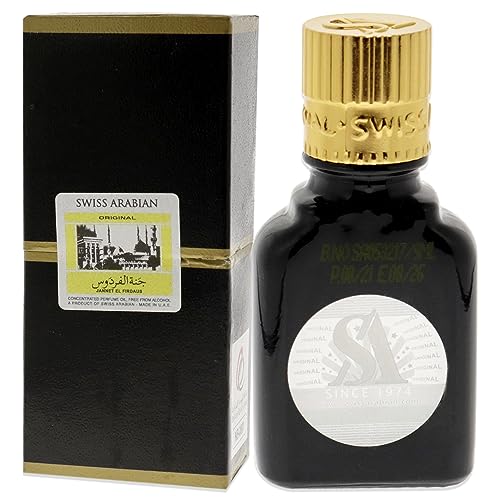 Swiss Arabian Jannet EL Firdaus Black - Luxury Products From Dubai - Long Lasting Perfume Oil for Unisex - Blend of Apricot, Orris, Vanilla and Musk - Perfect for Date Night or Evening Out - 0.3 oz