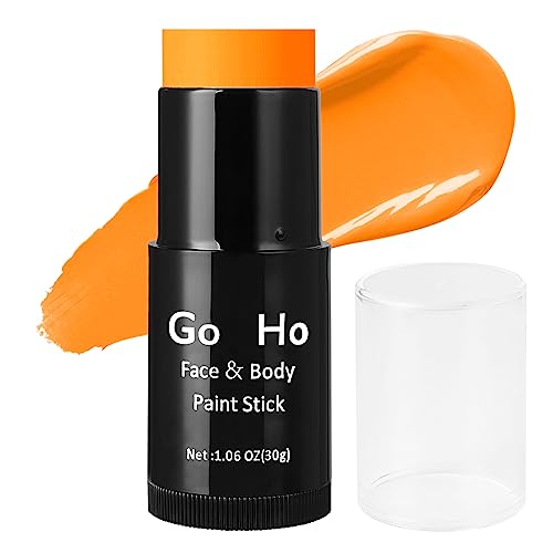 Go Ho Cream-Blendable Orange Face Paint Stick (1.06 Oz),Orange Full Body Paint Makeup Stick for Adults Children Halloween Cosplay SFX Makeup,Waterproof Orange Eye Black Stick