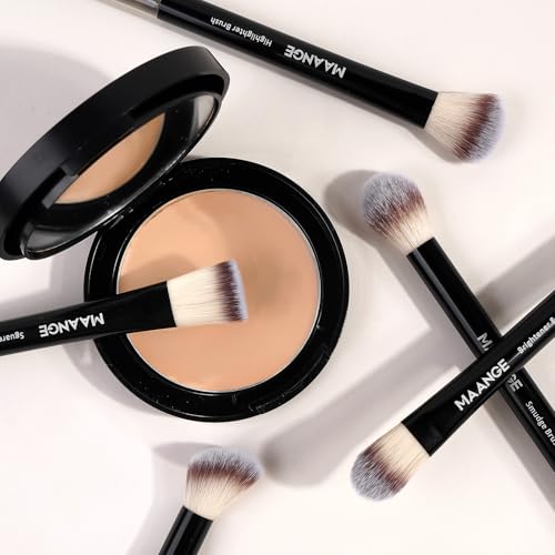 MAANGE 18 Pcs Makeup Brushes with Laser Bag, Premium Synthetic Makeup Brush Set Professional Makeup Tools Eyeshadow Eyebrow Foundation Blush Concealer Face Powder Blending Brushes Kit-Black
