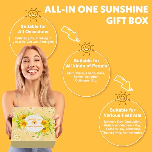 Sunflower Gifts for Women, Get Well Soon Gift Basket for Women,15pc Care Package Feel Better Gift, Surgery Wellness Kit, Thinking of You Sunshine Birthday Box for Her Mom Friend Coworkers Teacher Wife