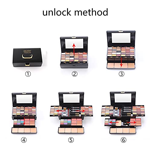 Pure Vie 54 Color All-in-One Holiday Gift Makeup Set Cosmetic Essential Starter Bundle Include Eyeshadow Palette Lipstick Concealer Blush Mascara Foundation Face Powder - Makeup Kit for Women Full Kit