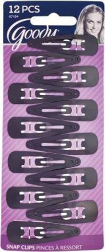 Goody Womens Classics Contour Clips, Black, 12 Count