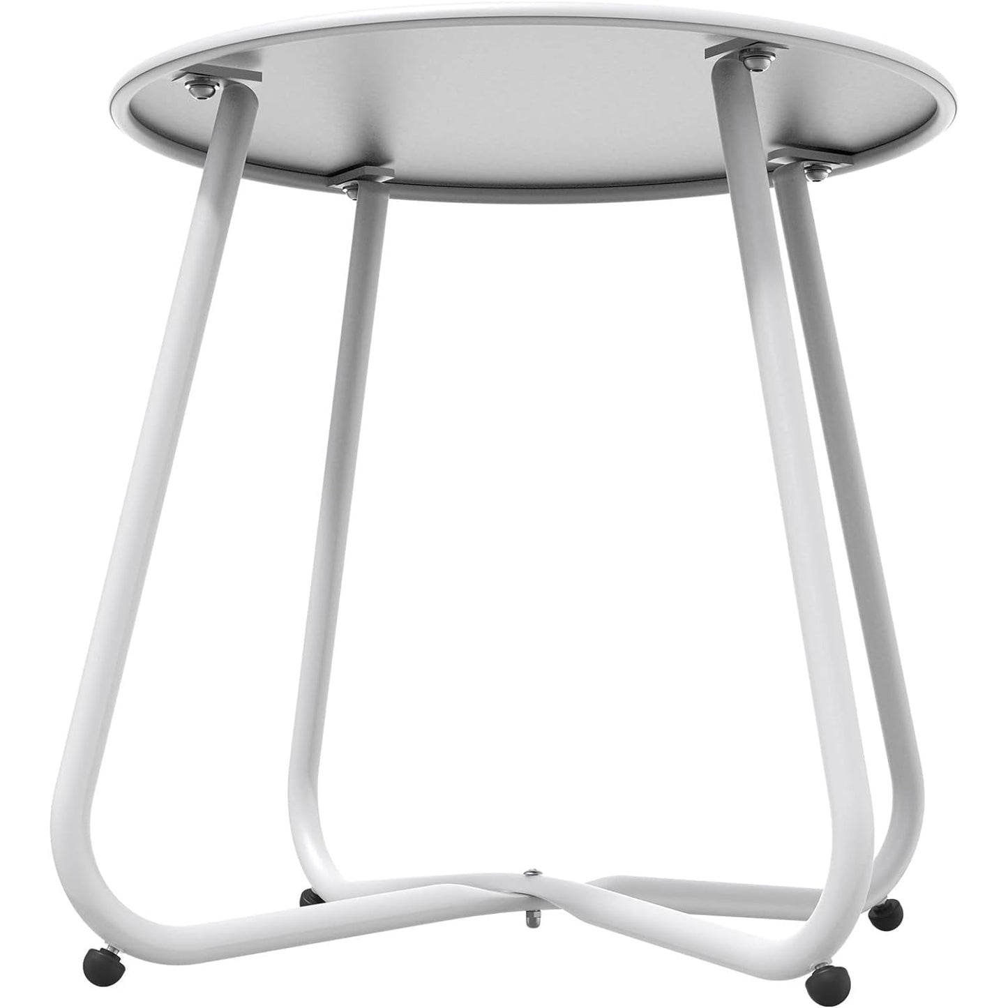 Multi-Purpose Rolling Side Table - Round Shape with Reinforced Cross Base, Lockable Wheels for Stability, Modern Home Furniture Essential - White