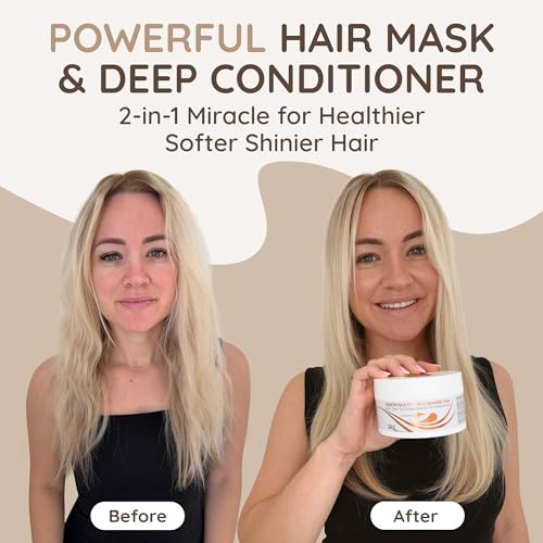 VITAMINS hair cosmetics Keratin Hair Mask – Deep Repair Conditioner with Biotin & Castor Oil - For Damaged, Dry, Curly, Straight, Thin & Fine Hair - Intense Collagen Protein Treatment