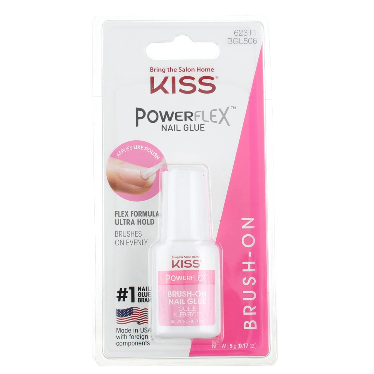Kiss Powerflex Brush On Nail Glue 0.17 Ounce (Pack Of 6)