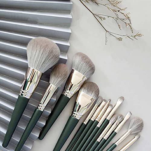 Makeup Brush Gift Set: 14 Professional Makeup Brush Set Senior Plant Fiber Bionic Silk Synthetic Face Kabuki Brush Set Foundation Blush Eye Shadow Brush Set LS-HZS-002