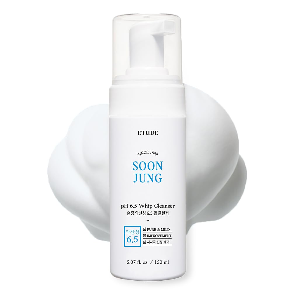 Etude Soonjung Ph 6.5 Whip Facial Cleanser 5.1 Fl. Oz. (150Ml) 21Ad | Soft Bubble Fragrance-Free Low-Ph Korean Hydrating Cleansi