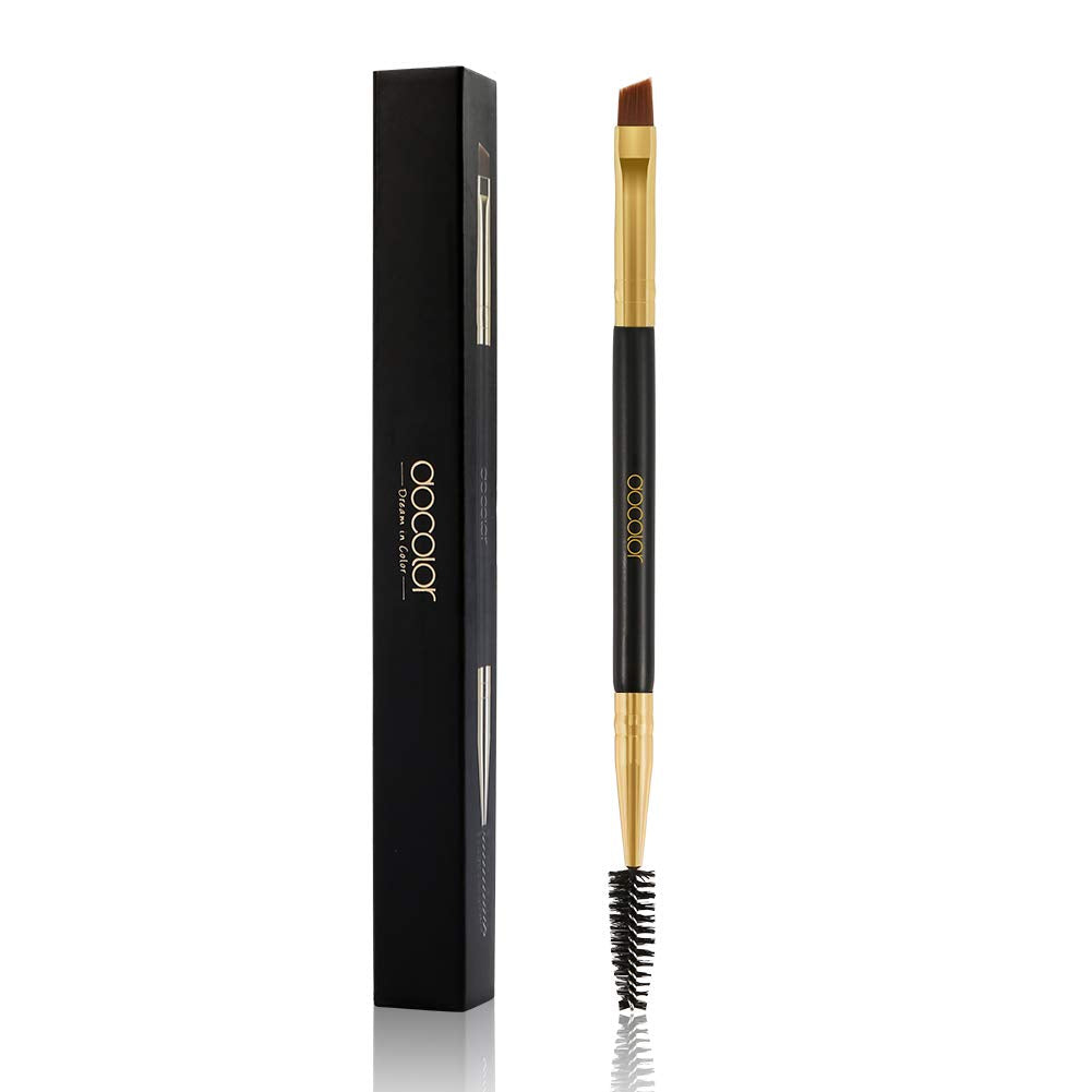 Docolor Duo Eyebrow Brush,Professional Angled Eye Brow Brush And Spoolie Brush Perfect For Lining And Shaping Brows, Spoolie For