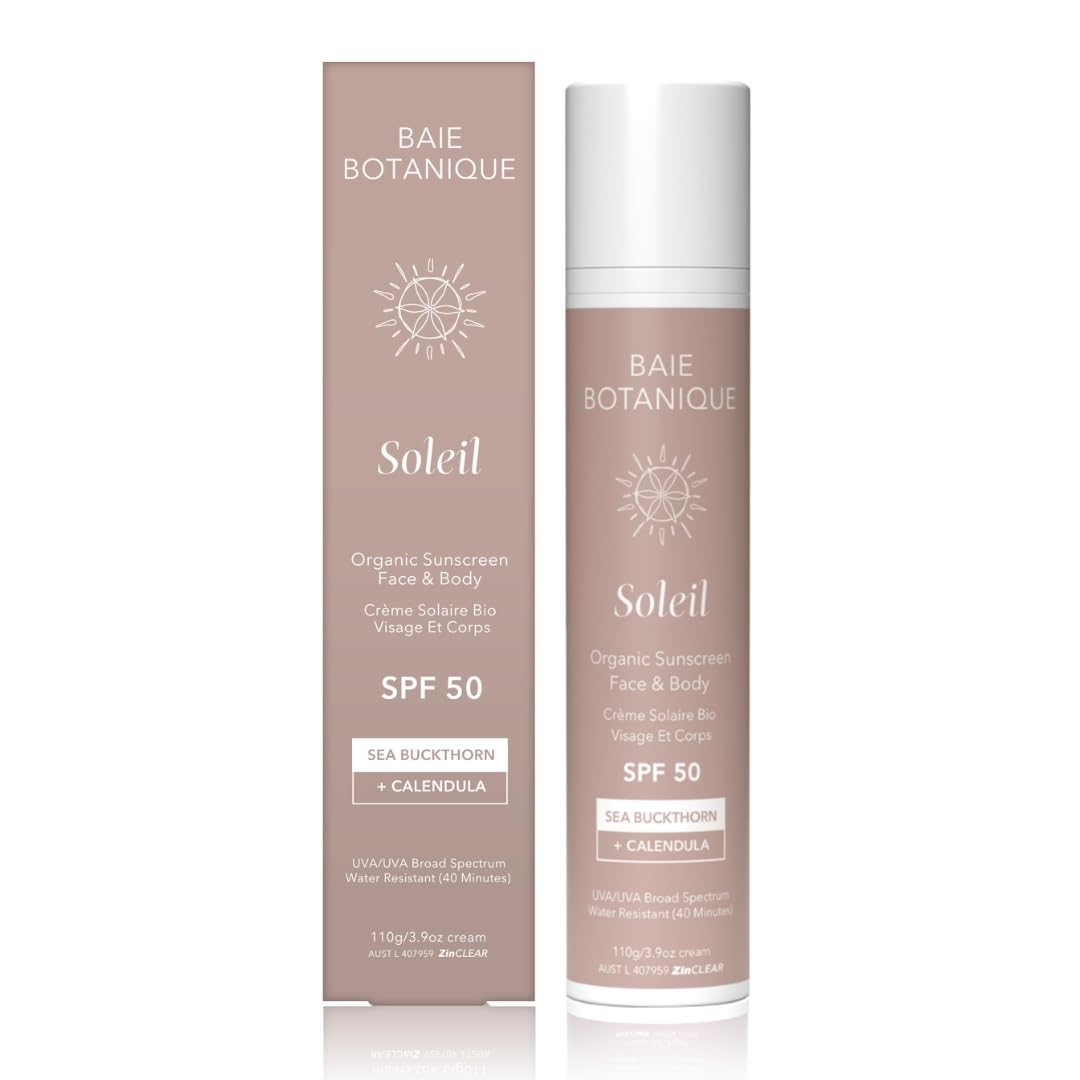 Baie Botanique Soleil - Organic Mineral Non Toxic Sunscreen For Face And Body Spf 50 - Sea Buckthorn & Calendula - Natural - Veg