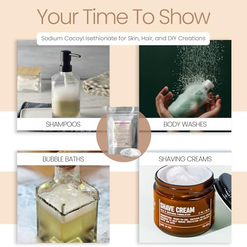 Sodium Cocoyl Isethionate Powder - Cosmetic Grade - 16 Oz / 453 g - Mild Surfactant for Soap Making, Lotion Making, DIY Cosmetics, Haircare, Bath Bomb Making - SCI Powder by Talsen Chemicals