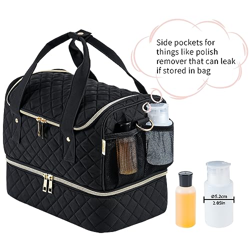Nail Polish Organizer Case,Nail Storage Organizer Holds Nail Lamp & 50 Bottles Nail Polish,Travel Nail Tech Case,Nail Kit Organizer Bag Fits Nail Supplies & Manicure Tools,Black (Patented)