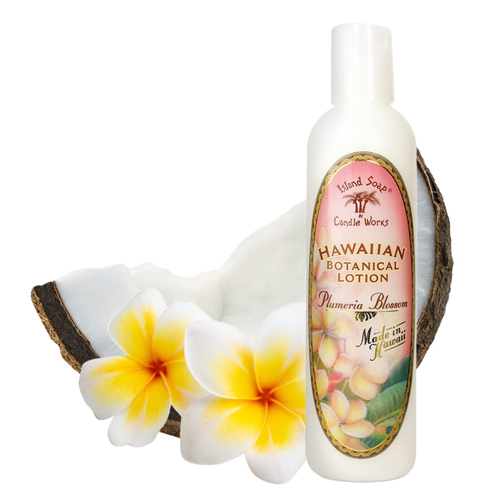 Island Soap and Candle Works Plumeria Blossom Scented Body Lotion for Men and Women, Paraben Free Body Moisturizer - Hydrating H