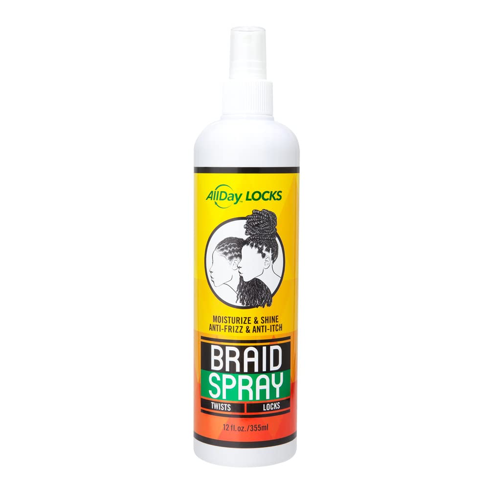 Allday Locks Braid Spray | Alleviates Itchy & Dry Scalp | Easy To Use, Moisturizes, High Shine For Dull Hair | Cleanses & Revive