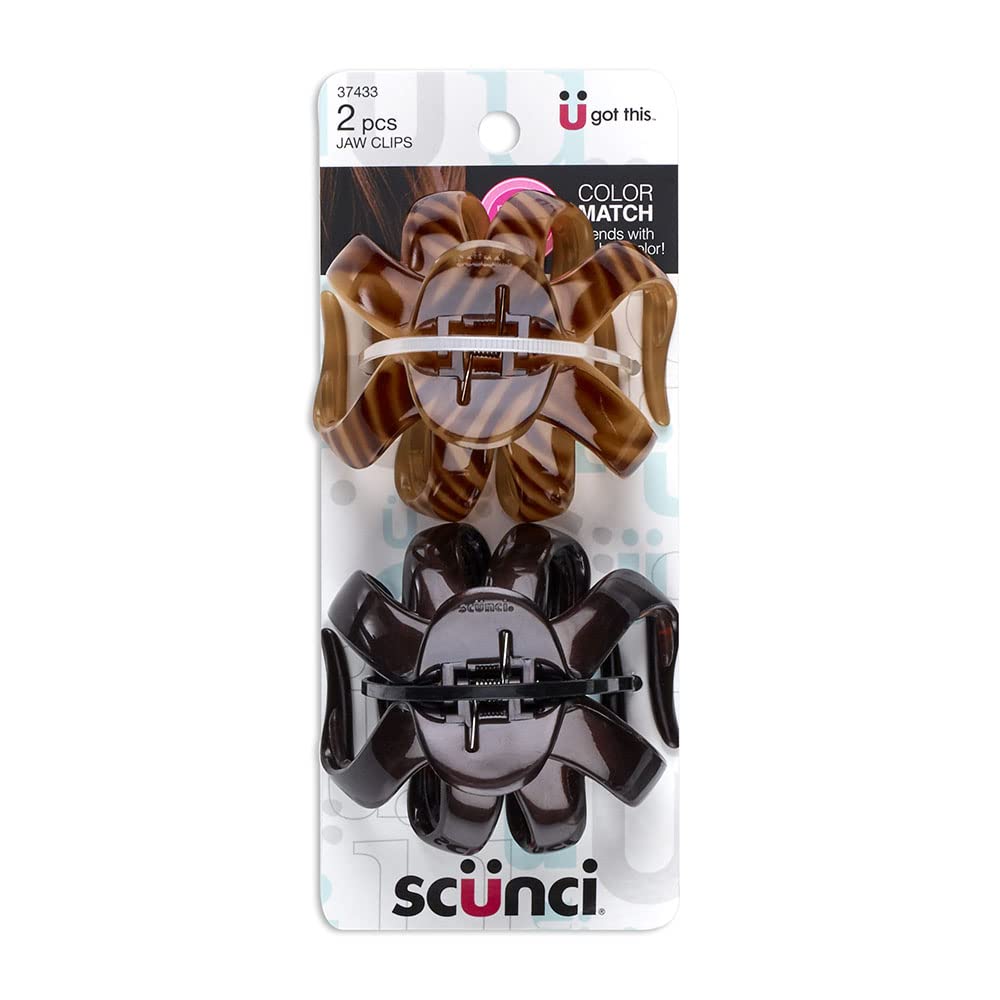 Scunci By Conair No-Slip Grip Hair Claw Clips For Women, Octopus Clip, Claw Hair Clip In Dark Brown & Tortoise, Packaging May Va