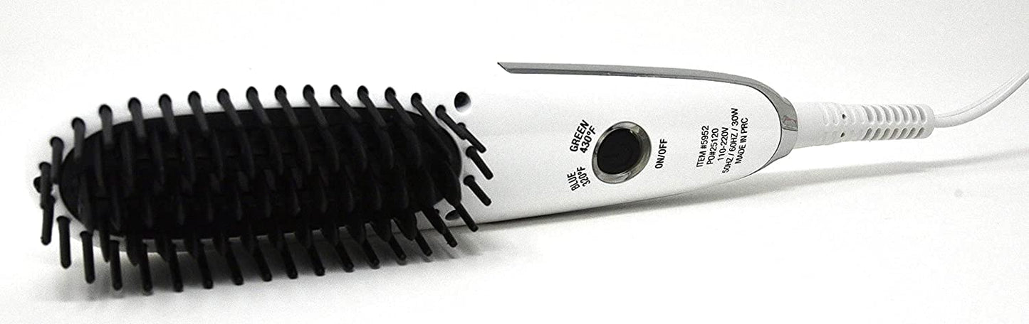 Hot & Hotter - Mini Heated Straightening Brush - (2) Temperature Settings (320 F and 430 F) - Auto Shut Off - Swivel Cord - Worl